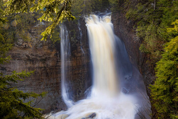 Miners Falls Waterfall at Sunrise in Pictured Rocks Lakeshore