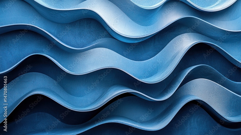 Poster abstract blue wavy patterns with texture for modern design concepts