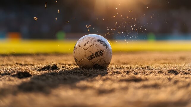 Close-up sports photography of exciting evening soccer game action