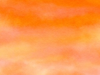 夕焼け空のような鮮やかなオレンジ色の水彩背景イラスト