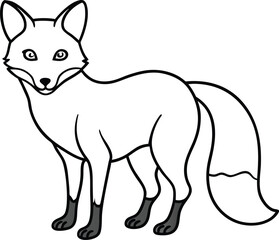 hand drawn  fox outline illustration 