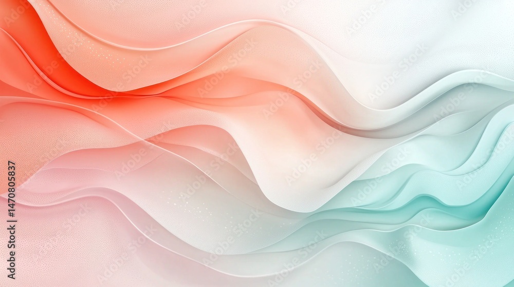 Aufkleber abstract flowing waves in soft gradient colors of red and aqua