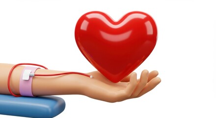 Fototapeta premium Giving the Gift of Life: A 3D Render of Blood Donation and the Heart's Generosity