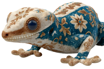 Ornate Gecko Lizard Detailed CloseUp Reptile Skin Texture  Blue and Beige Pattern Animal A