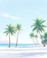 Obraz premium Tropical Beach Palm Trees Sunset. (1)