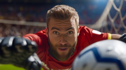 Exported striker lifts ball over sliding tackle in soccer match