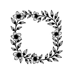 Botanical Square Frame with Delicate Floral Accents and Leafy Tendrils