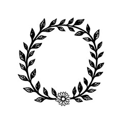 Minimalist botanical wreath with floral accent illustration for decoration