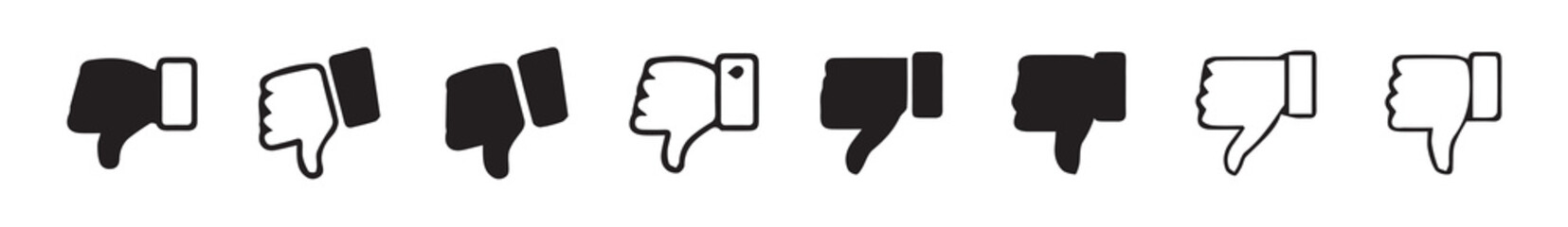 Hand thumb down, dislike icon flat. black thumbs down icon with white background. vector illustration eps 10.