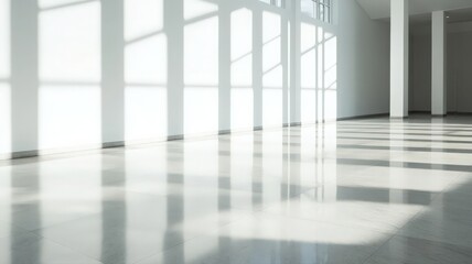 Fototapeta premium Empty Modern Office Interior With Sunlight Shadows