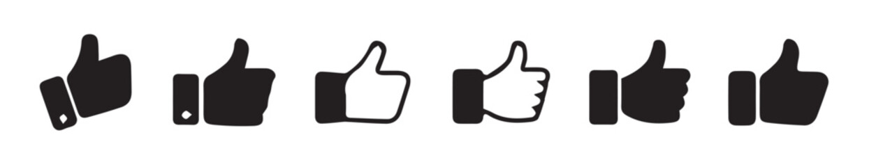 Thumb up icon set, like sign, like symbol, line icon.Finger up symbol. I like sign isolated on white background.  vector illustration eps 10.