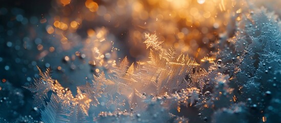 Obraz premium Ice crystals illuminated by warm light