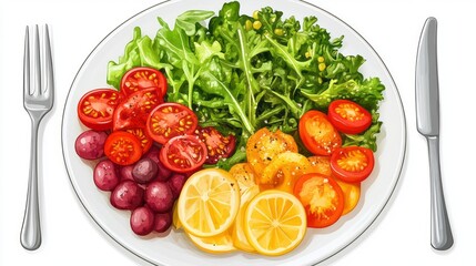 Colorful vegetable salad displayed on a plate.