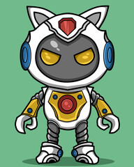 Cool robot vector with angry face 