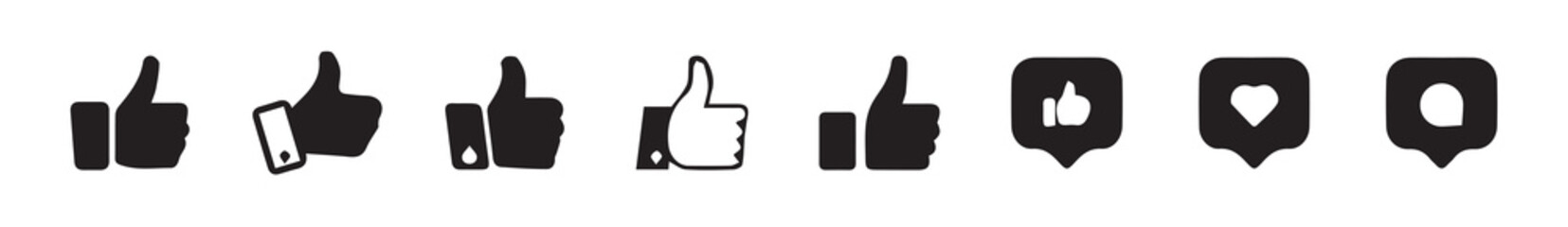 Love, like, and dislike icon. Heart, hand thumb up and down concept. Social media elements. vector illustration eps 10.