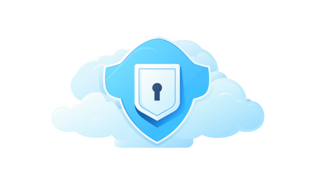 Secure Cloud Computing Data Protection Shield Icon Illustration for Technology Websites and Applications