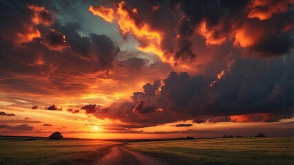"Breathtakingly Dramatic Sunset Above the Suburbs of Lexington, Kentucky"