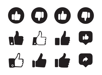 Like Dislike icons. Thumb up, thumb down icon set.like icon vector isolated on white background.social media icon.vector illustration eps 10.