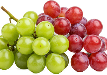 Bunch of green and red grapes isolated on transparent background