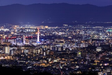 【夜景100選】京都府、将軍塚より眺める京都市街の夜景