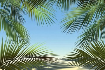 Naklejka premium Tropical Palm Leaves Frame