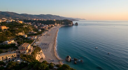 Beach and Coastline View at Sunrise