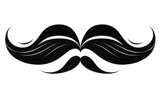 Detailed illustration of a distrustful expression with mustache in bold black contour