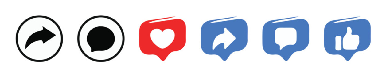 Social media Reaction Emoji Buttons Colorful Icon Set. Social Media Emoticon Icons Collection.Vector Illustration eps 10.