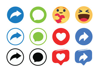 Thumbs up, like or heart, comment, share and follow, collection Button notification for social media.Repost, heart, like social icon. vector illustration eps 10.