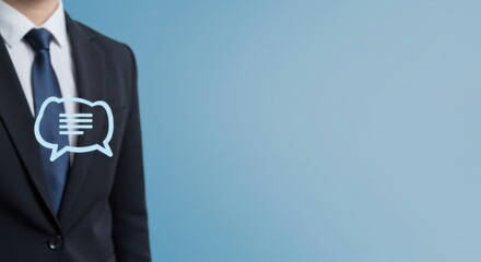 Businessman Communicating with Chat Message Icon, Professional Digital Communication Concept