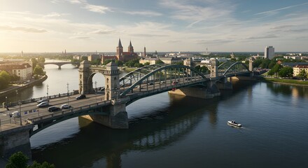 Fototapeta premium Bridge Over River in City