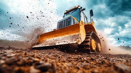 Orange Bulldozer Rugged Work Environment