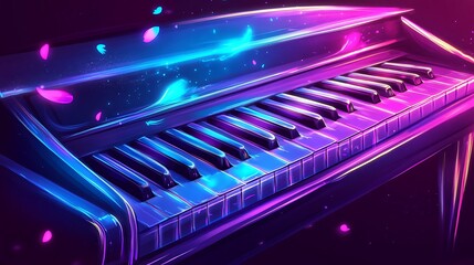 Neon piano keyboard image
