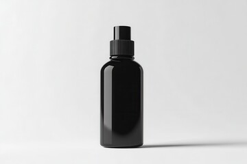 Sleek black spray bottle on white background (1)
