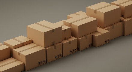 Fototapeta premium Cardboard Boxes Stacked in a Pile