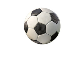 Naklejka premium A soccer ball with black and white panels isolated on a black background in a studio setting