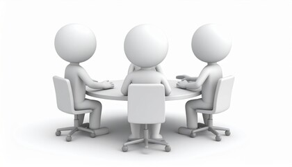 People Meeting Around Table Stick Figures Business Concept