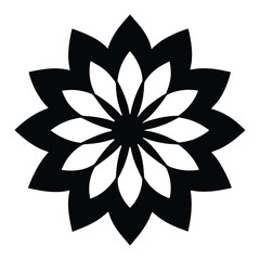 Obraz premium Mandala Flower Radial Symmetry Vector Silhouette