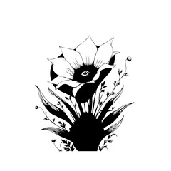 Elegant floral arrangement with contrasting elements in black and white