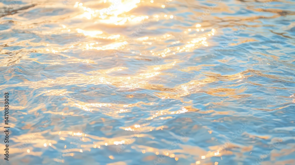 Aufkleber golden sunlight reflecting on the water surface creates a shimmering texture and abstract patterns w