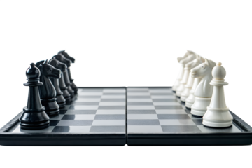 Strategic Chessboard Setup Black vs White Pieces Ready for Battle