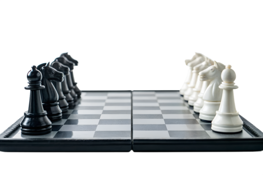Strategic Chessboard Setup Black vs White Pieces Ready for Battle