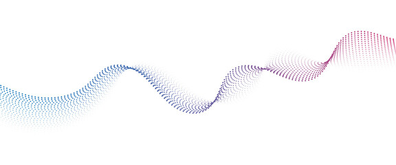 Flowing Dot Wave halftone gradient pattern on transparent background	