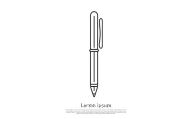 Detailed Line Art Pen Tool Icon with Transparent Background Stock