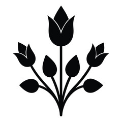 Symmetrical Tulip Arrangement Vector Silhouette