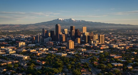 Fototapeta premium City Skyline with Mountain Range