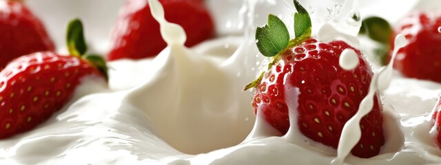 Savoring perfection: cream pairing, strawberry freshness, dessert artistry, smooth texture, elegant dish, sweet harmony, flavorful creation, gourmet appeal, refined plating, balanced taste.