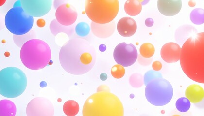 浮遊するカラフルな球体の背景イラスト