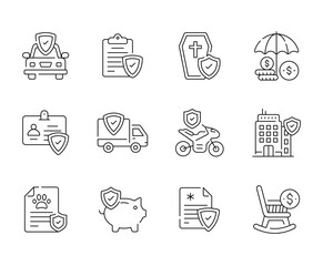 Line Icons Depict Insurance Coverage
