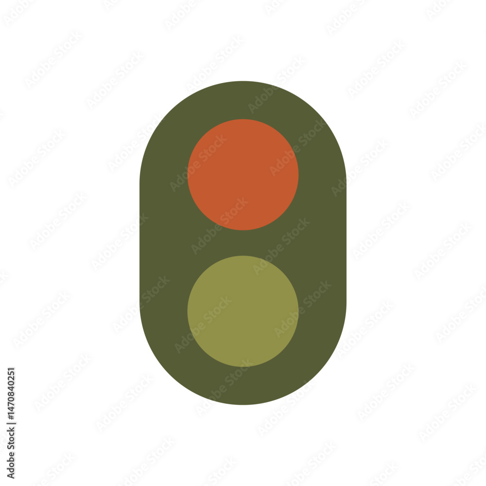 Poster simple traffic light symbol showing red stop and green go indicators